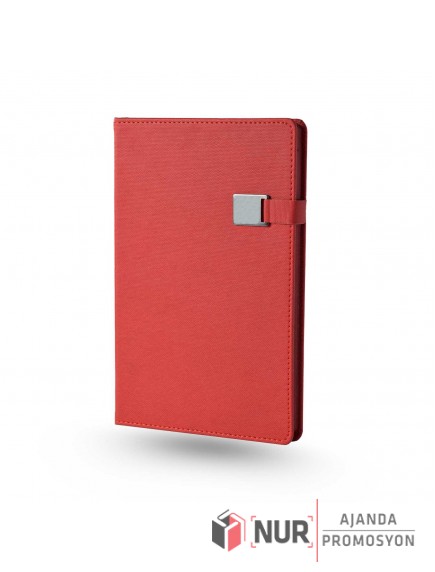 İZNİK - Metal Tokalı Tarihsiz Termo Deri Kapaklı 13x21 cm Promosyon Defter